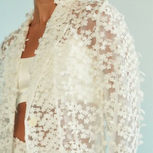 Rare- NWT Anthropologie Cynthia Rowley Sheer Lace Blazer Jacket - Size Small - Picture 2 of 3